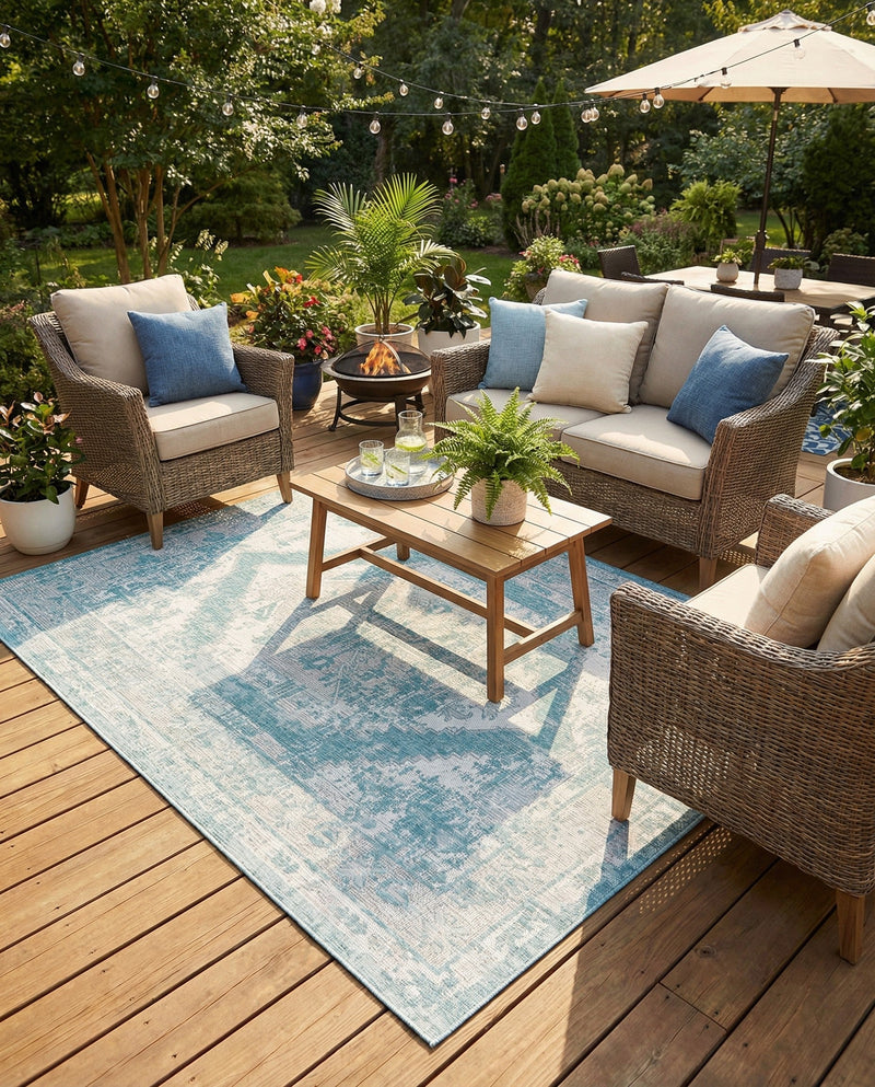 Patio Heritage Collection Area Rug -  Augusta (Aqua) Rectangle Aqua  lifestyle 33