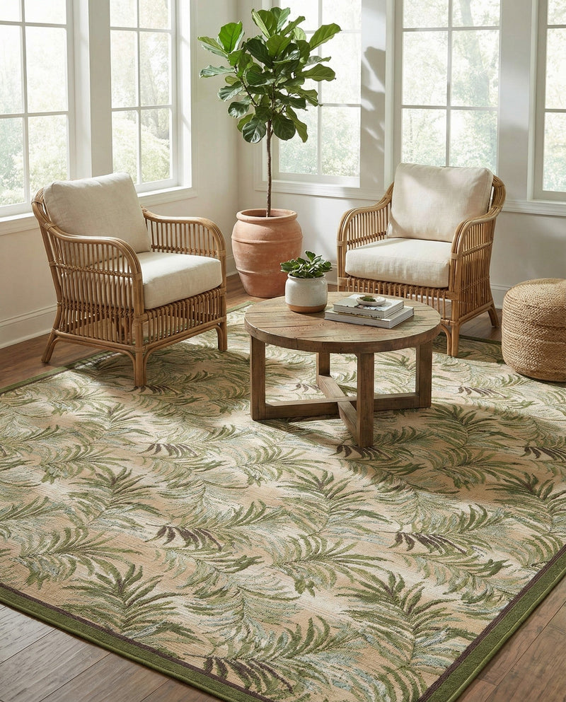 Seaside Blooms Collection Area Rug -  Verdant Rectangle Green  lifestyle 5