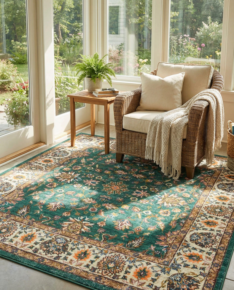Casablanca Tapestry Collection Area Rug -  Marrakech (Emerald Green) Square Emerald Green  lifestyle 30