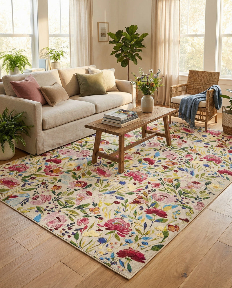Seaside Blooms Collection Area Rug -  Meadow Rectangle Multi  lifestyle 53