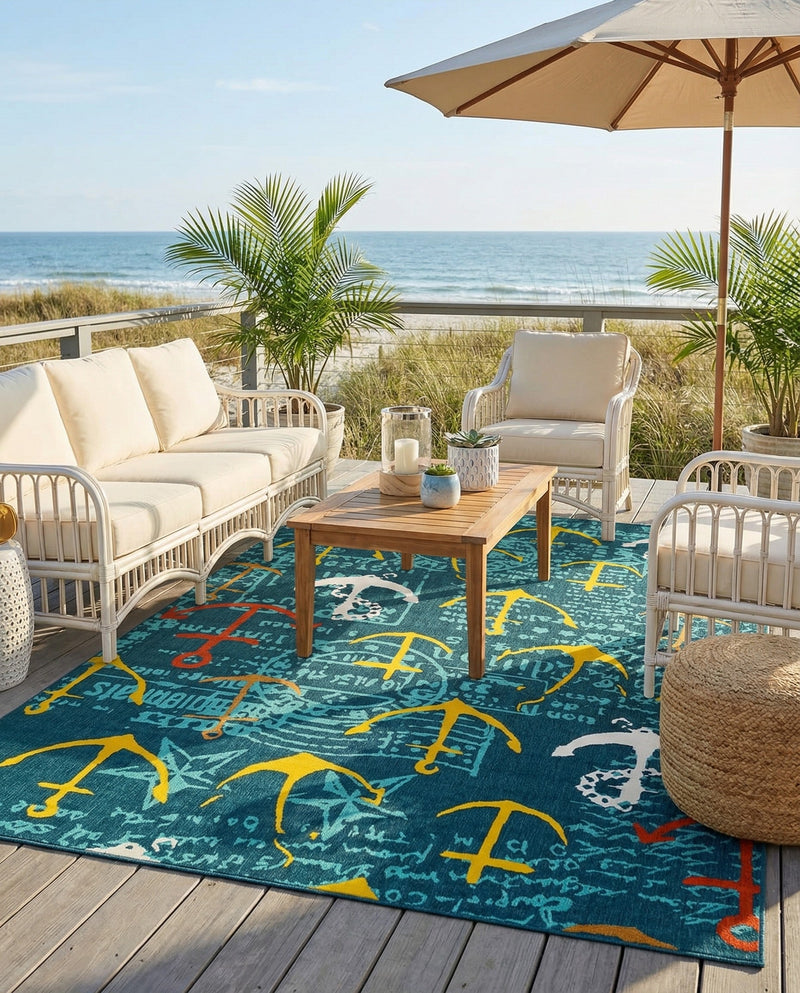 Seaside Haven Rugs Collection Area Rug -  Lighthouse Rectangle Navy Blue  lifestyle 17