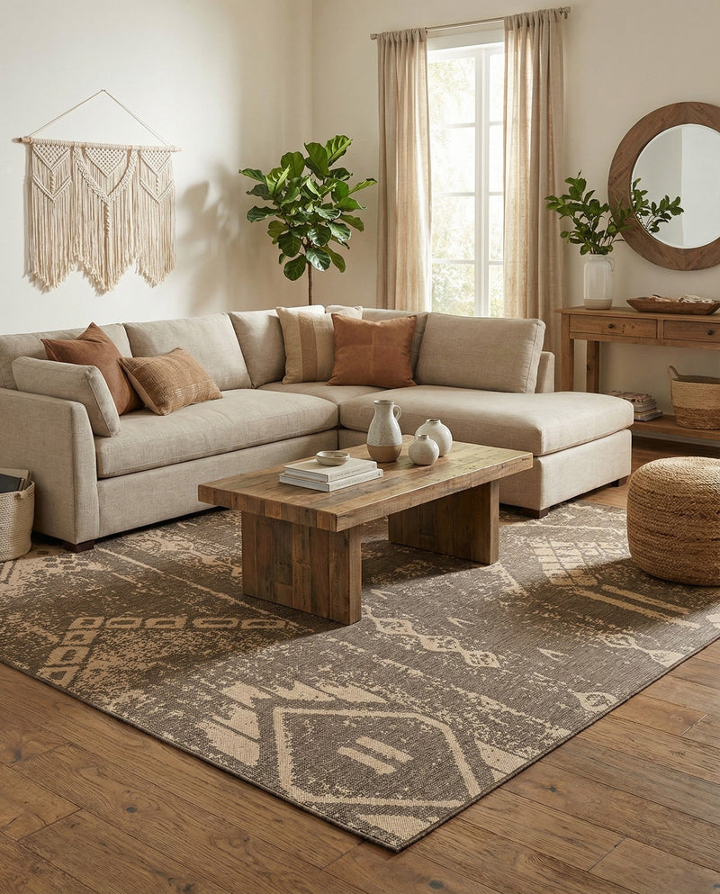 Sahara Sands Collection Area Rug -  Berenice Rectangle Natural and Brown  lifestyle 8