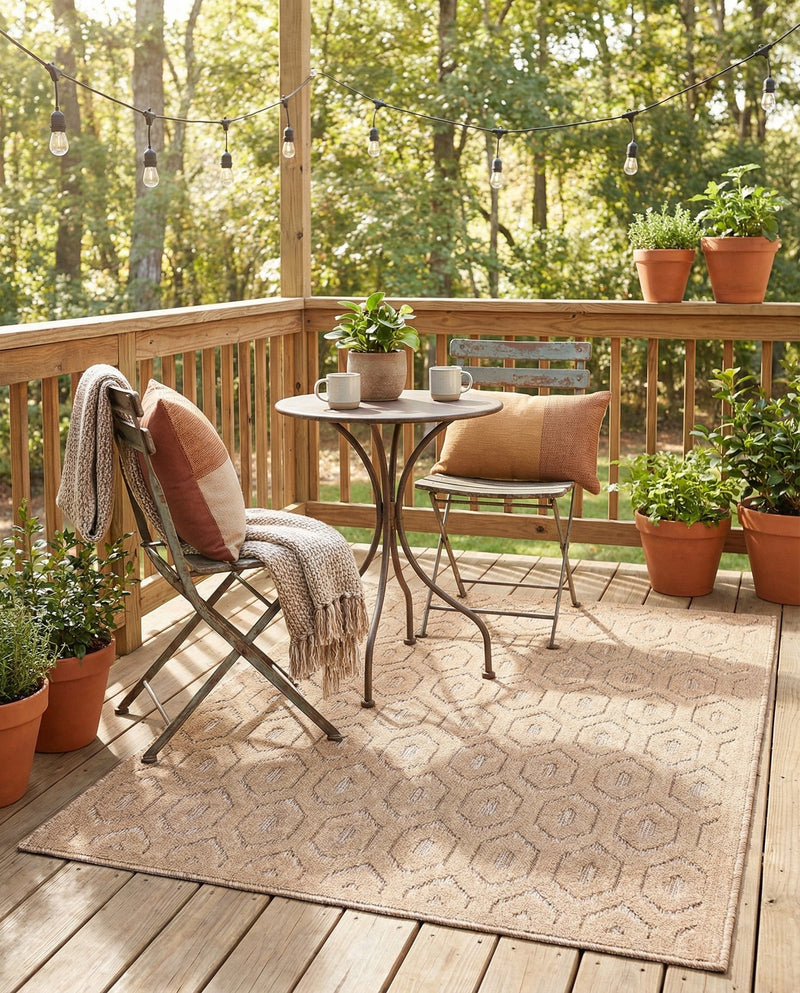 Garden Lattice Charm Collection Area Rug - Arbor (Beige) Rectangle Beige  lifestyle 15