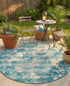 Urban Terrace Collection Area Rug -  Gazebo Round Aqua Blue  lifestyle 73
