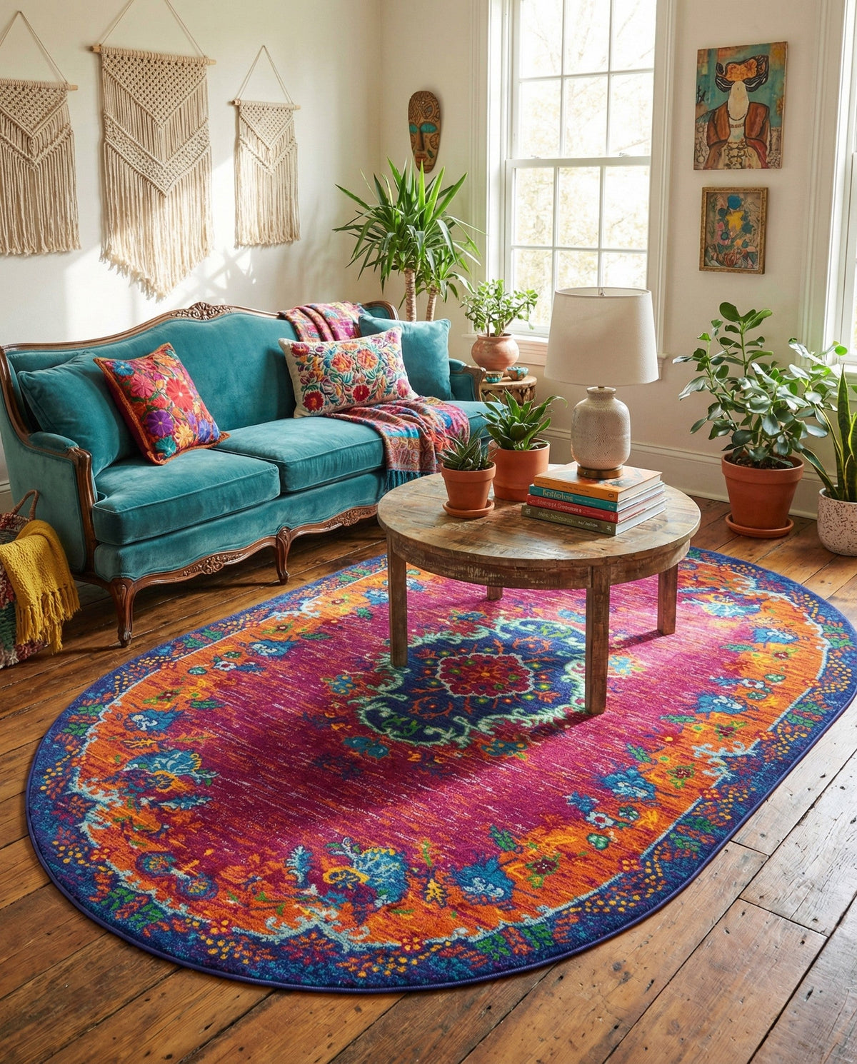 Caribbean Cove Collection Area Rug -  Nevis Oval Fuchsia  lifestyle 91