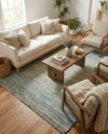 Savannah Threads Collection Area Rug -  Gobi Rectangle Ivory and Blue  lifestyle 33