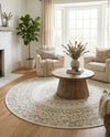 Patio Heritage Collection Area Rug -  Lafayette (Gray) Round Gray  lifestyle 53
