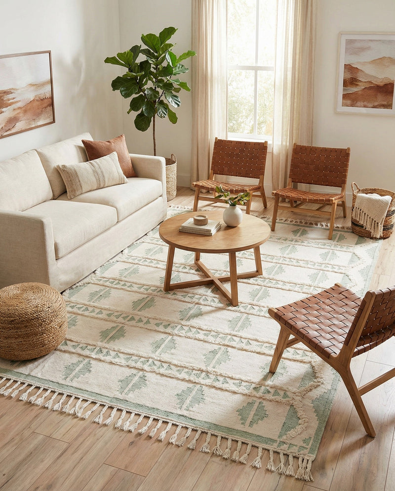 Sonoran Collection Area Rug - BellRock Rectangle Aquamarine and White  lifestyle 33