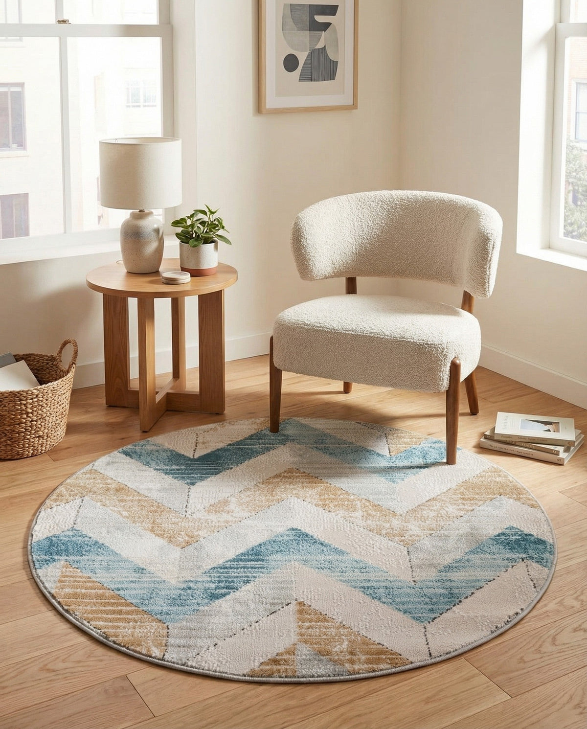 Dresden Elegance Collection Area Rug -  Bautzen Round Blue  lifestyle 45