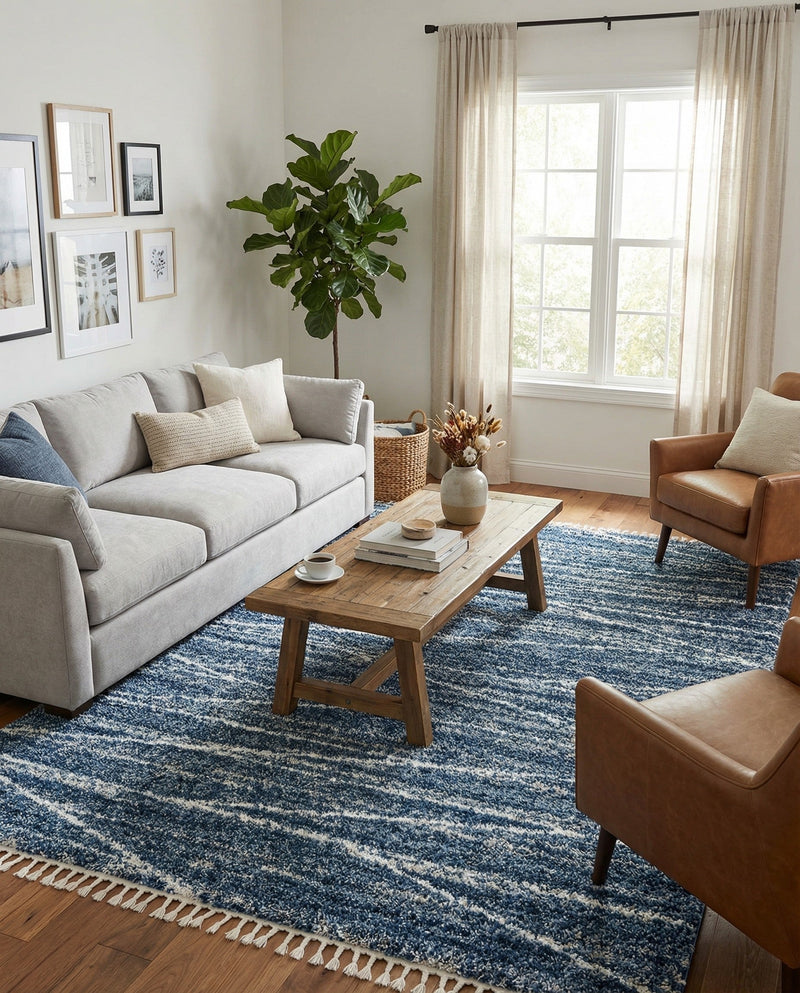 Tranquil Tides Shag Collection Area Rug -  Frost Rectangle Blue  lifestyle 20