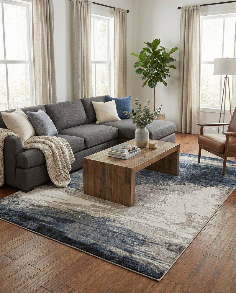 Copenhagen Edge Collection Area Rug - Nyhavn Rectangle Blue  lifestyle 63