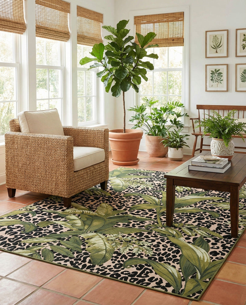 Seaside Blooms Collection Area Rug -  Lotus Rectangle Green  lifestyle 39