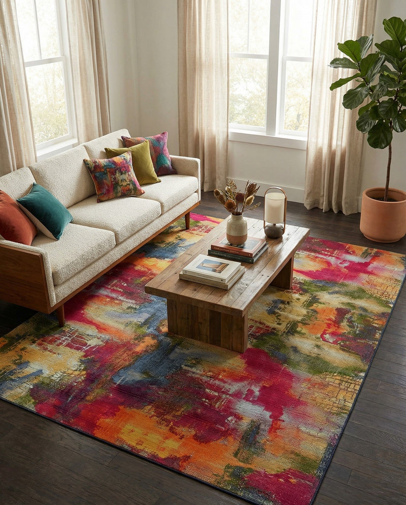 Urban Terrace Collection Area Rug -  Atrium Rectangle Multi  lifestyle 55