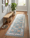 Arcadia Rugs Collection Area Rug - Eden (Gray and Blue) Runner Gray and Blue  lifestyle 65