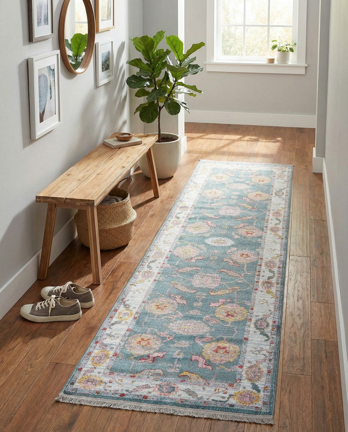 Arcadia Rugs Collection Area Rug - Eden (Gray and Blue) Runner Gray and Blue  lifestyle 65
