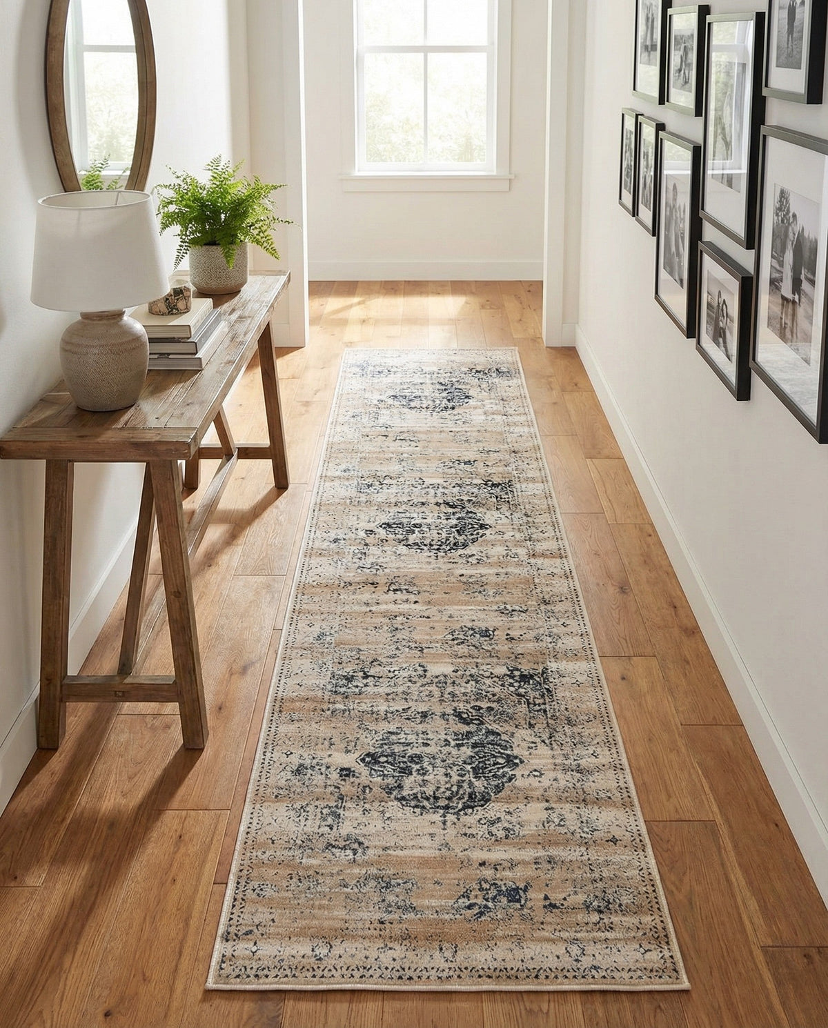 Coastal Manor Collection Area Rug -  Dunes Runner Dark Blue  lifestyle 94