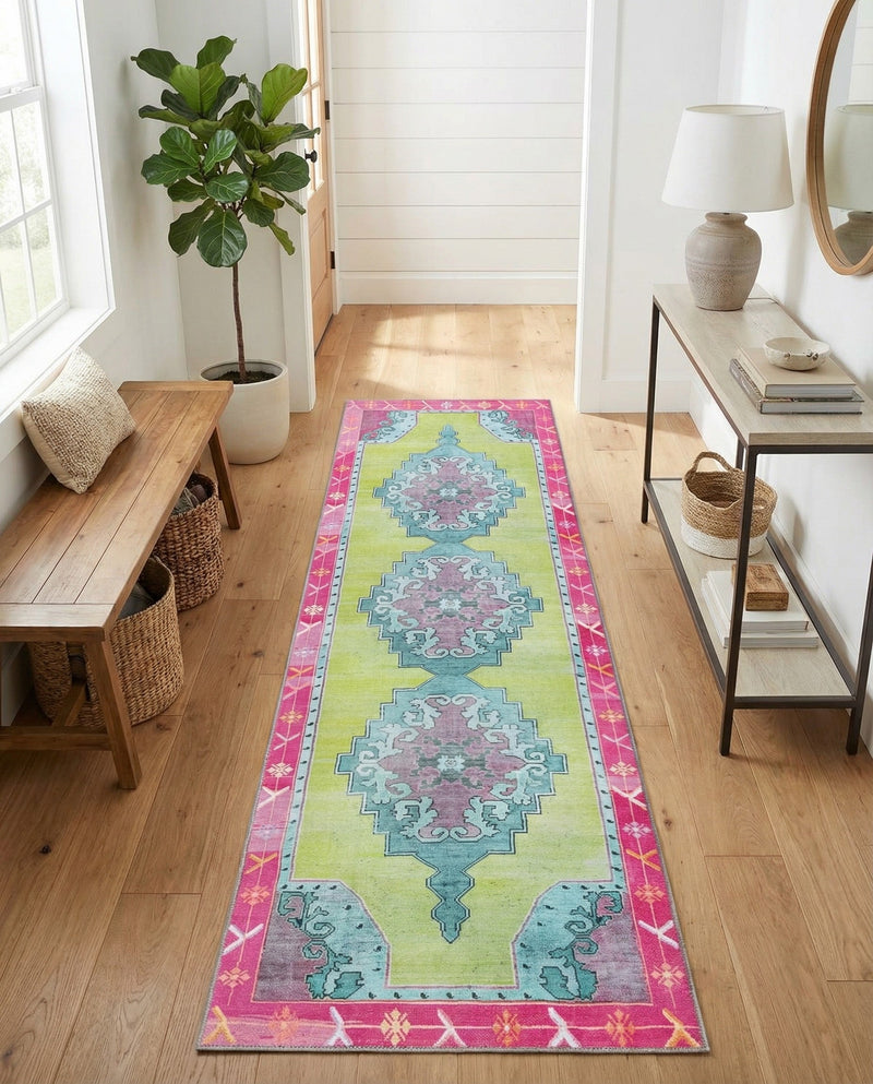 Heritage Elegance Collection Area Rug -  Winterthur (Green) Runner Green  lifestyle 49
