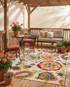 Outdoor Marrakesh Collection Area Rug - Fes Rectangle Multi Beige  lifestyle 10