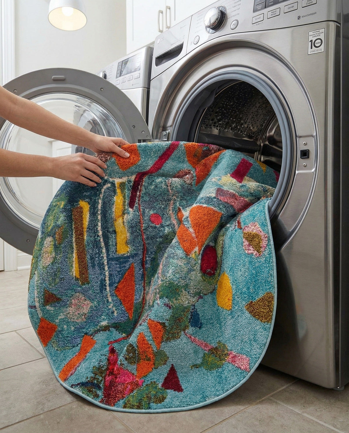 Colorburst Oasis Collection Area Rug -  Fresco Round Aqua  lifestyle 81