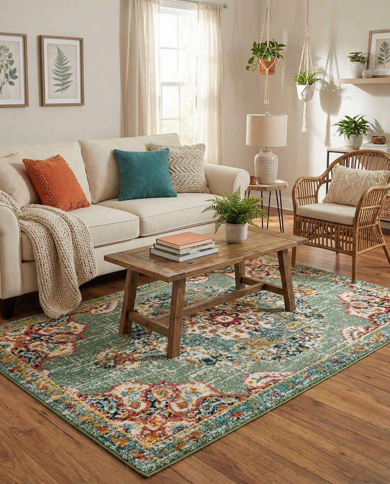 Brighton Terrace Collection Area Rug - Hove (Green) Rectangle Green  lifestyle 11