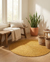 Woven Seaside Jute Collection Area Rug - Savannah (Yellow) Round Yellow  lifestyle 53