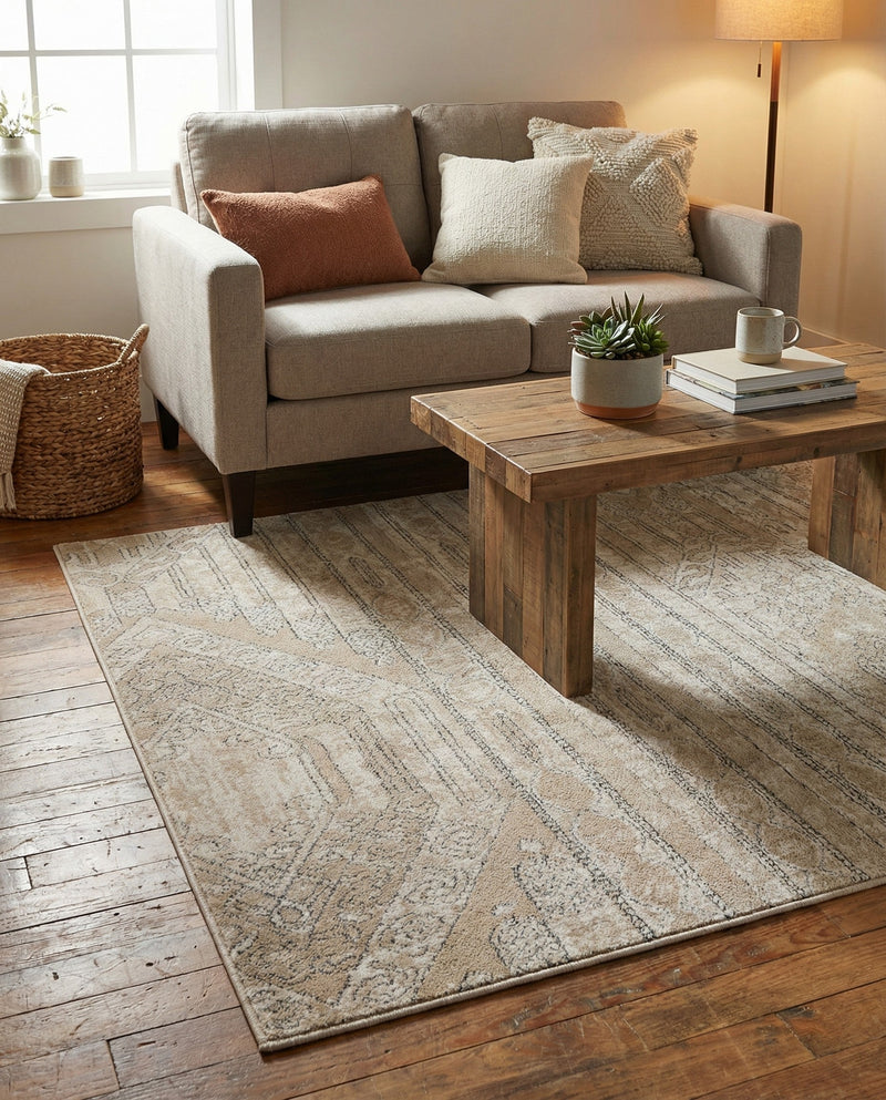 Cascade Range Collection Area Rug - Hood (Ivory) Rectangle Ivory  lifestyle 33