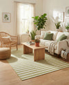 Seaside Stripes Collection Area Rug - Cabana (Green) Rectangle Green  lifestyle 34