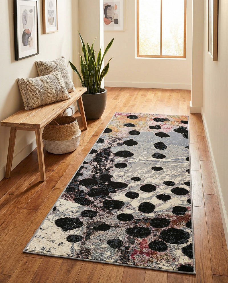 Urban Terrace Collection Area Rug -  Piazza Runner White and Black  lifestyle 77