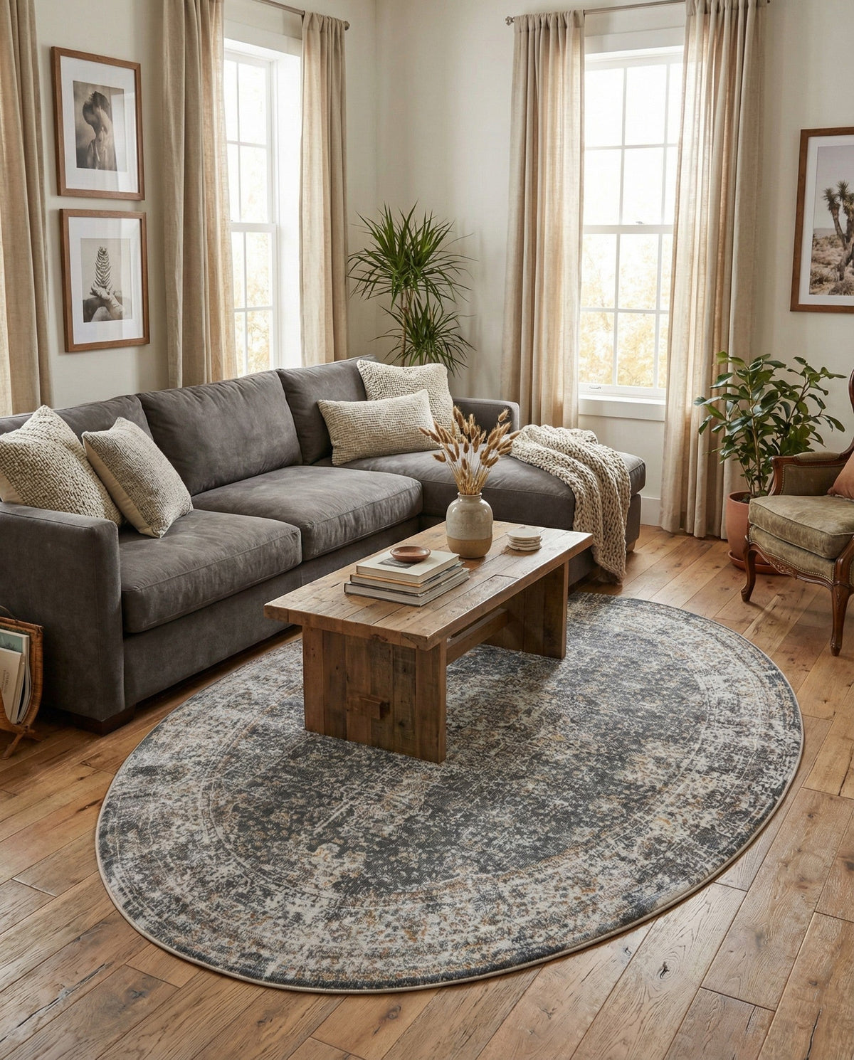 Caribbean Breeze Collection Area Rug -  Utila Oval Fume Gray  lifestyle 86