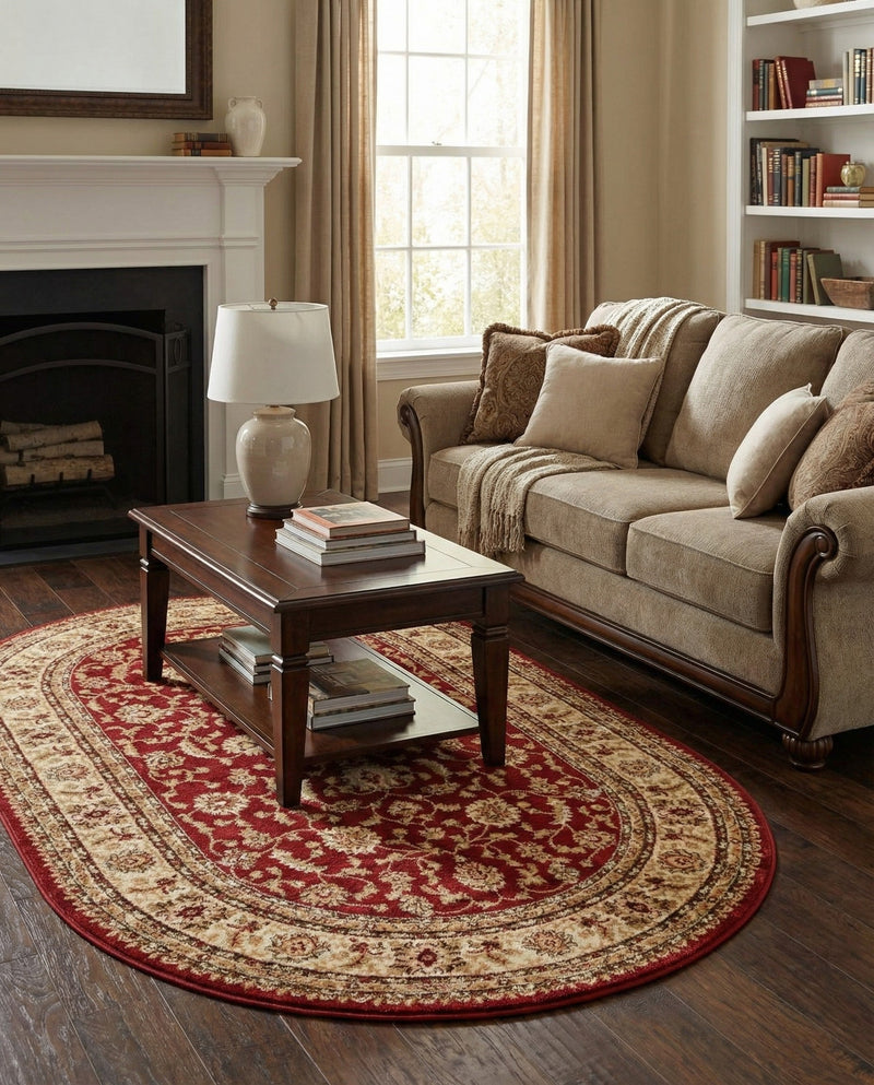 Jaipur Elegance Collection Area Rug -  Nahargarh (Red) Oval Red  lifestyle 80