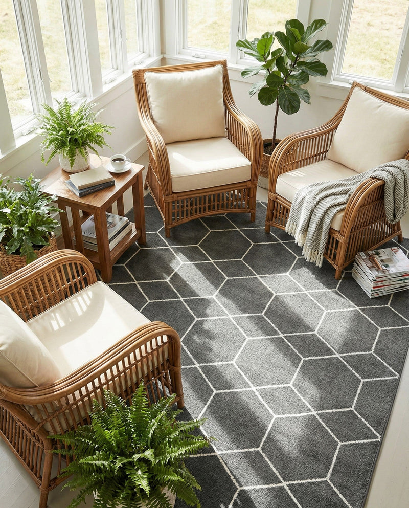 Trellis Mosaic Collection Area Rug - Arborville (Dark Gray) Square Dark Gray  lifestyle 52