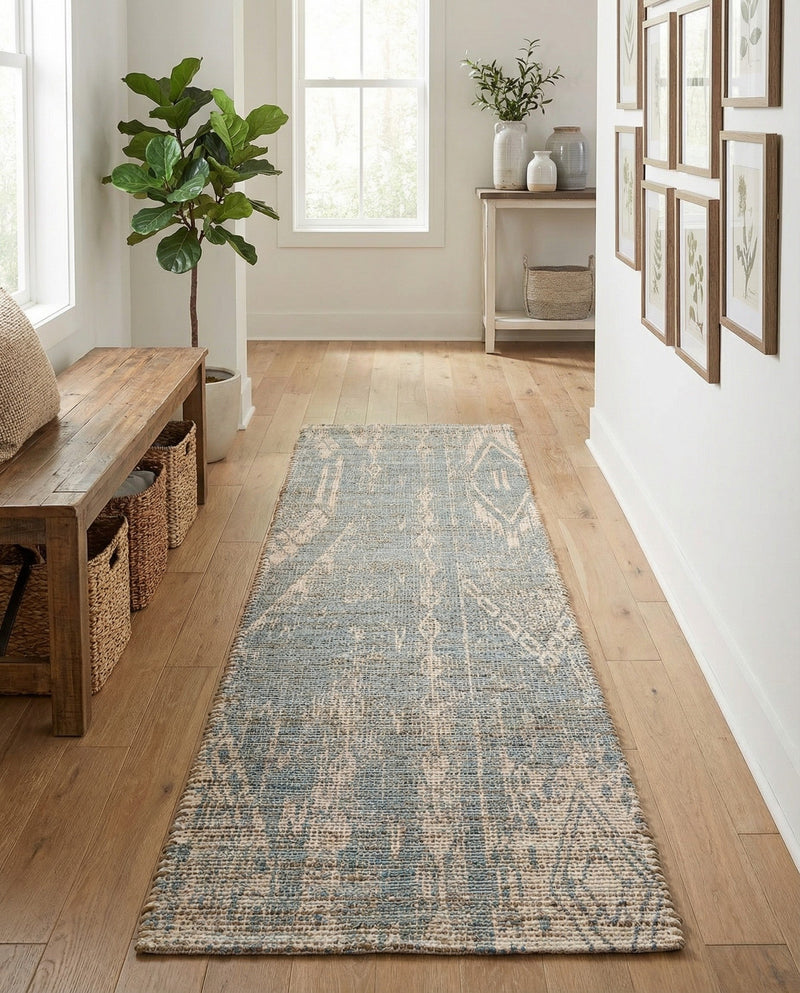 Savannah Threads Collection Area Rug -  Kalahari Runner Antique Blue  lifestyle 49