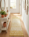 Mediterranean Lattice Collection Area Rug -  Casablanca (Ivory and Yellow) Runner Ivory and Yellow  lifestyle 81
