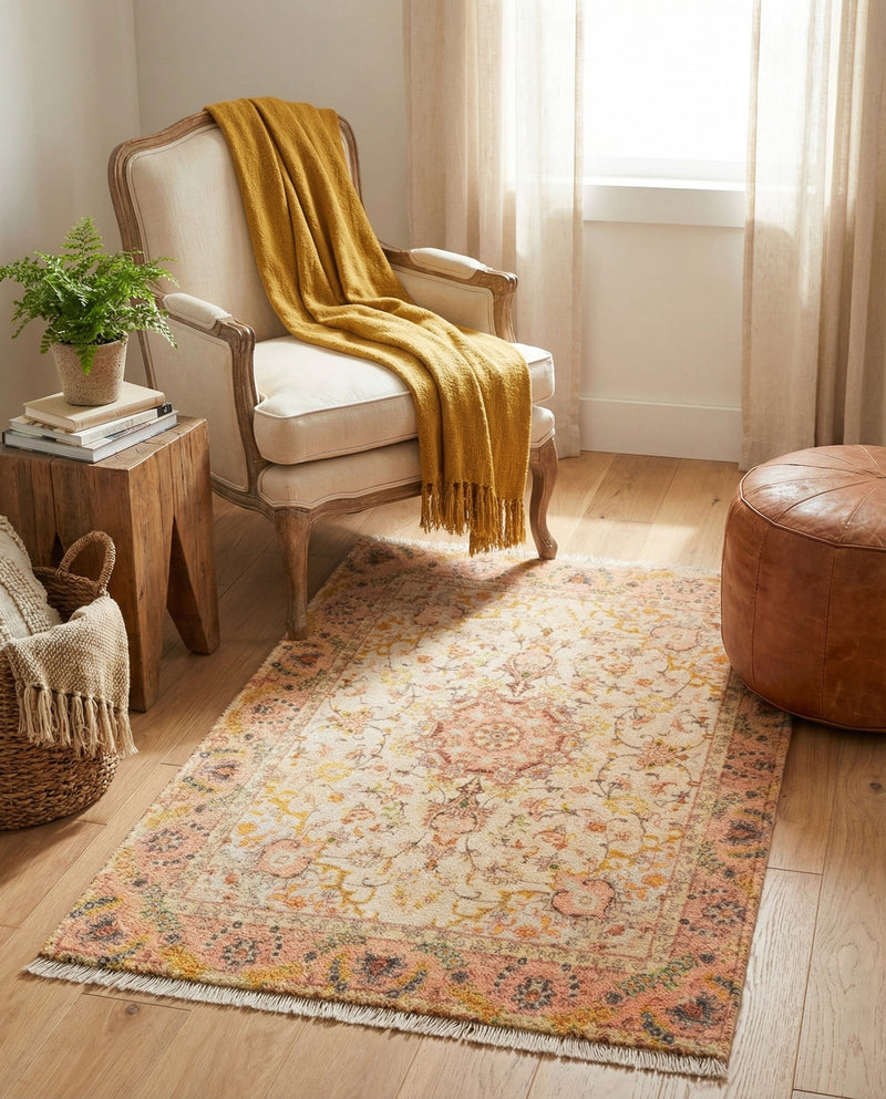 Bazaar Chic Collection Area Rug -  Fez Rectangle Ivory and Gold  lifestyle 5