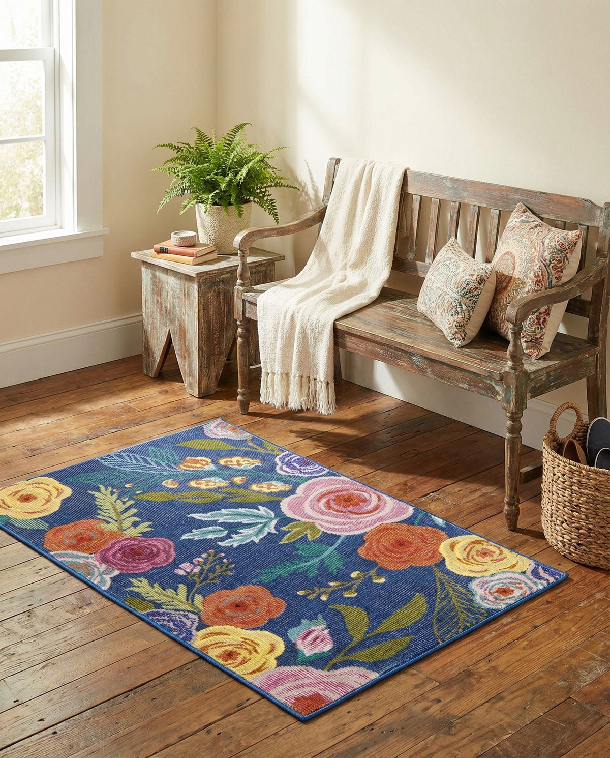 Meadow Breeze Collection Area Rug -  Petal Rectangle Blue  lifestyle 51