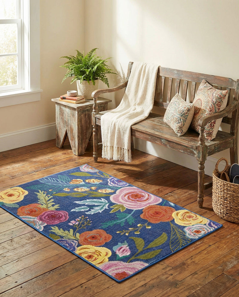 Meadow Breeze Collection Area Rug -  Petal Rectangle Blue  lifestyle 51