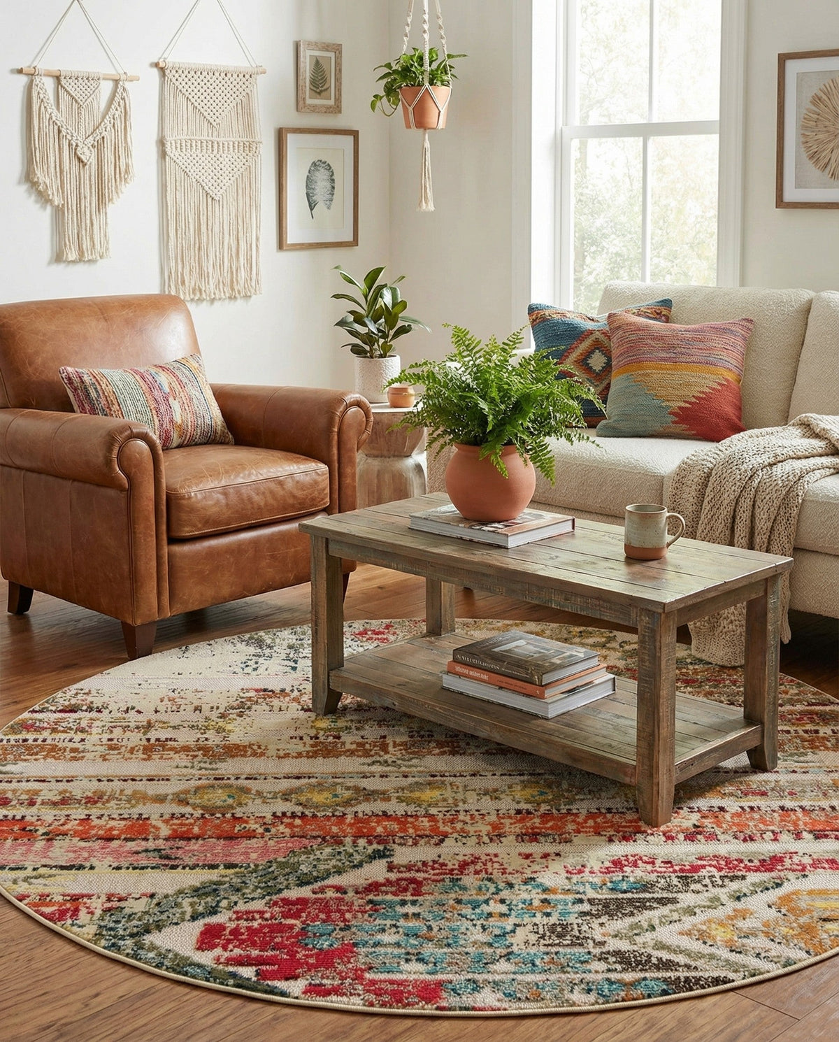 Outdoor Marrakesh Collection Area Rug -  Agadir Round Multi Beige  lifestyle 107