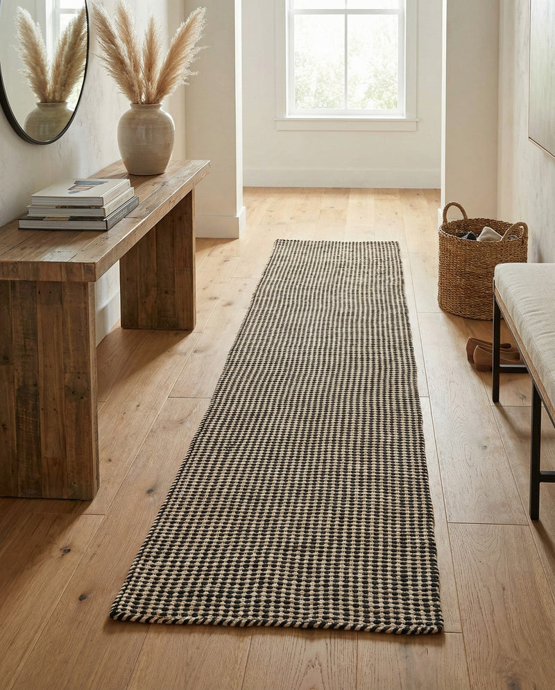 Sequoia Handwoven Jute Collection Area Rug - Aspen Runner Black and White  lifestyle 35