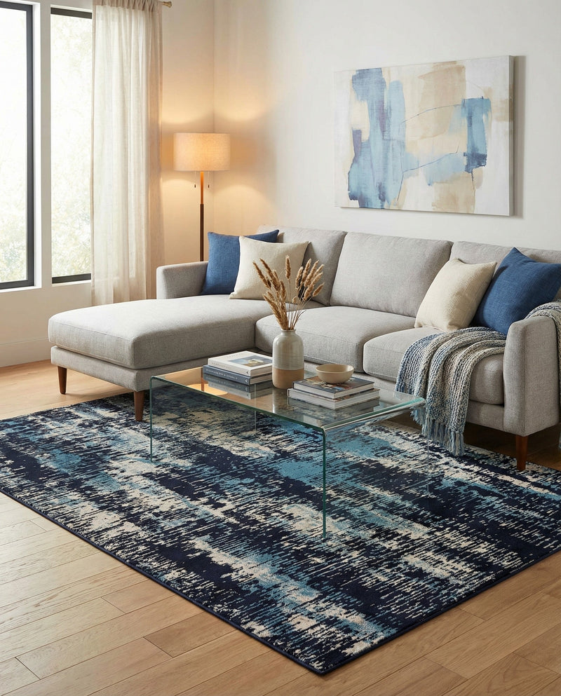 Coastal Haven Collection Area Rug -  Pelican Rectangle Navy Blue  lifestyle 16