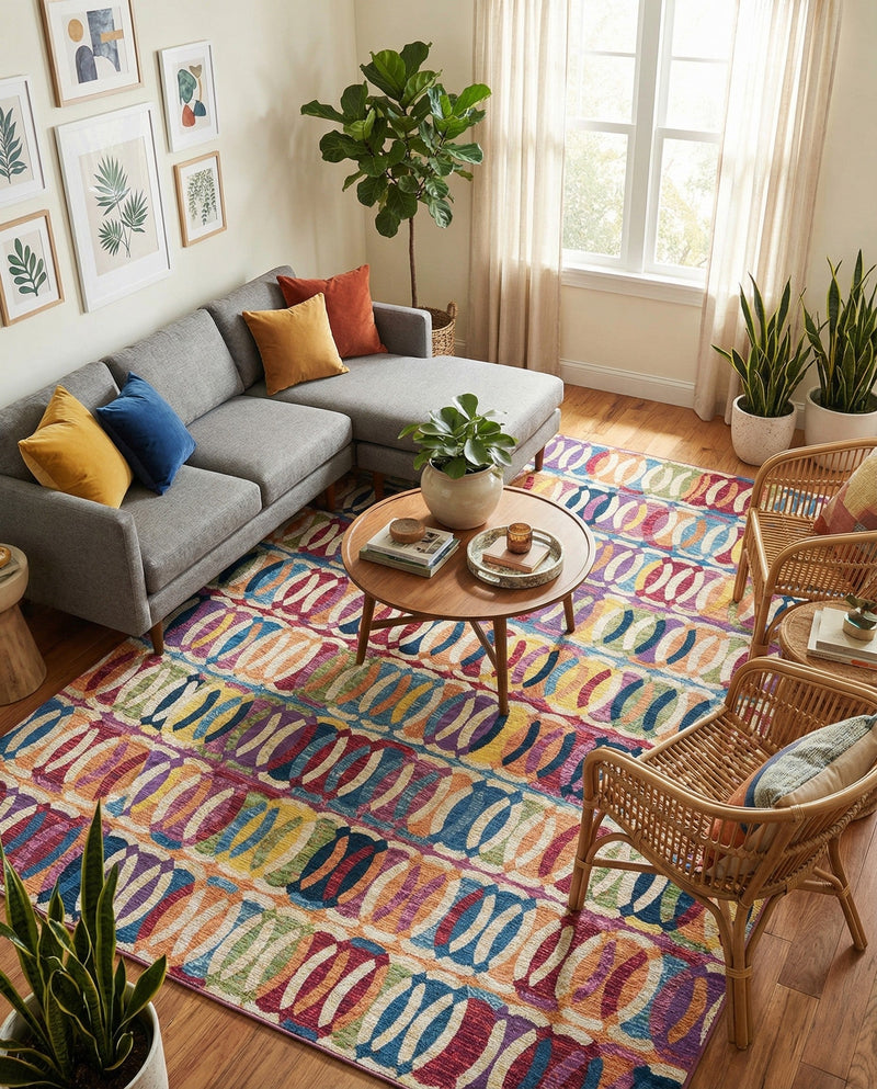 Urban Terrace Collection Area Rug -  Boardwalk Rectangle Multi  lifestyle 19