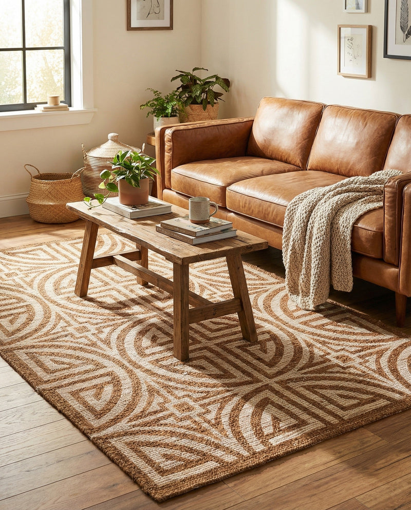 Savannah Threads Collection Area Rug -  Thar Rectangle Light Brown and Ivory  lifestyle 42