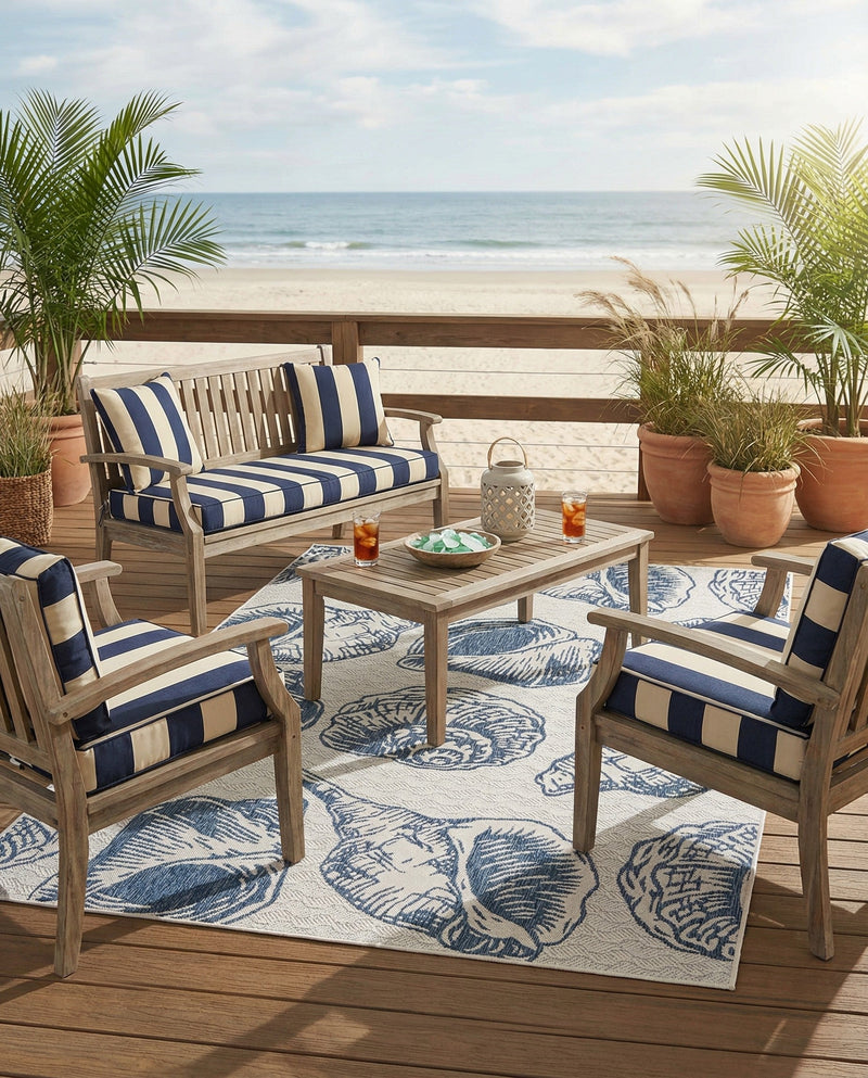 Seaside Haven Rugs Collection Area Rug -  Lighthouse (Ivory and Navy Blue) Rectangle Ivory and Navy Blue  lifestyle 15