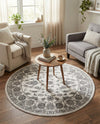 Charleston Elegance Collection Area Rug -  Seaport (white Gray) Round white Gray  lifestyle 37
