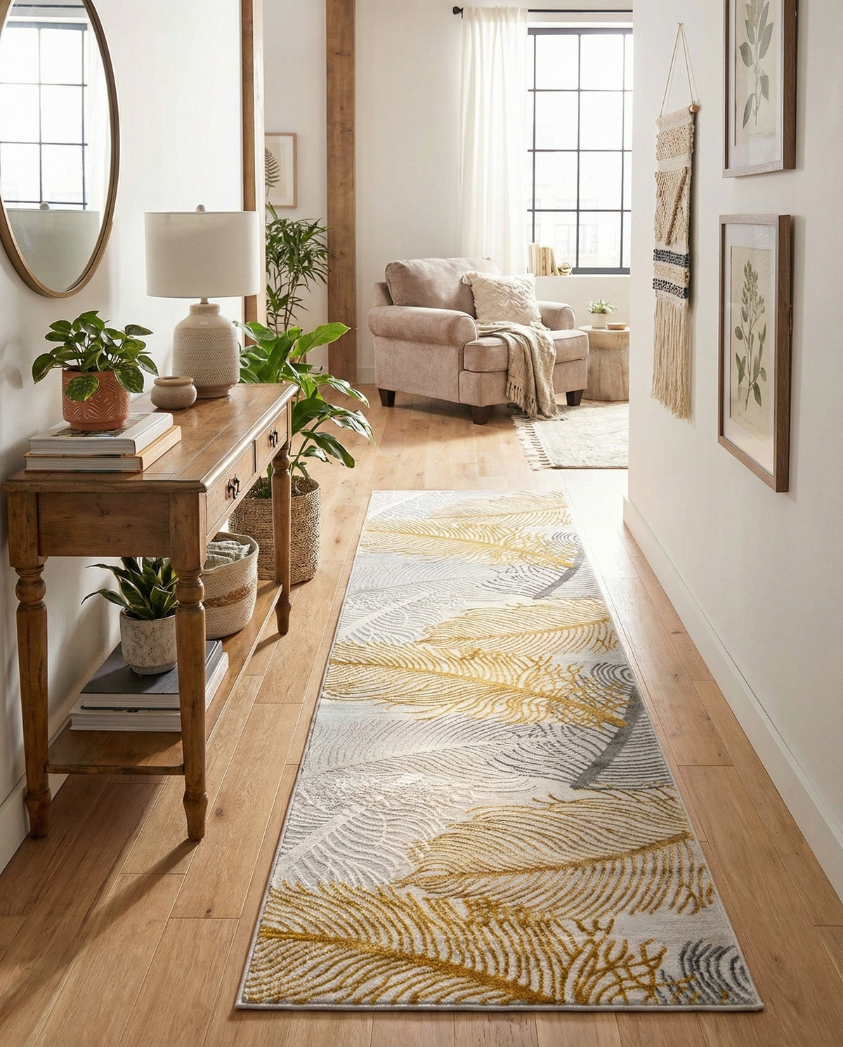 Bloomsbury Elegance Collection Area Rug -  Westminster Runner Yellow Gray  lifestyle 127