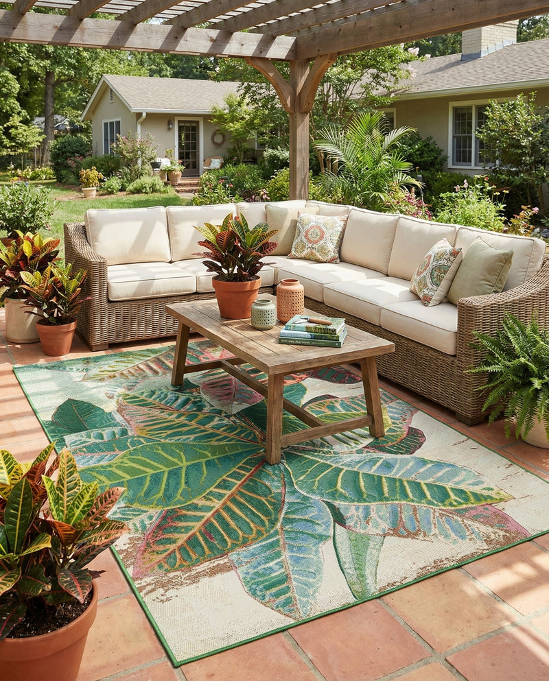 Seaside Blooms Collection Area Rug -  Fern Rectangle Multi  lifestyle 29