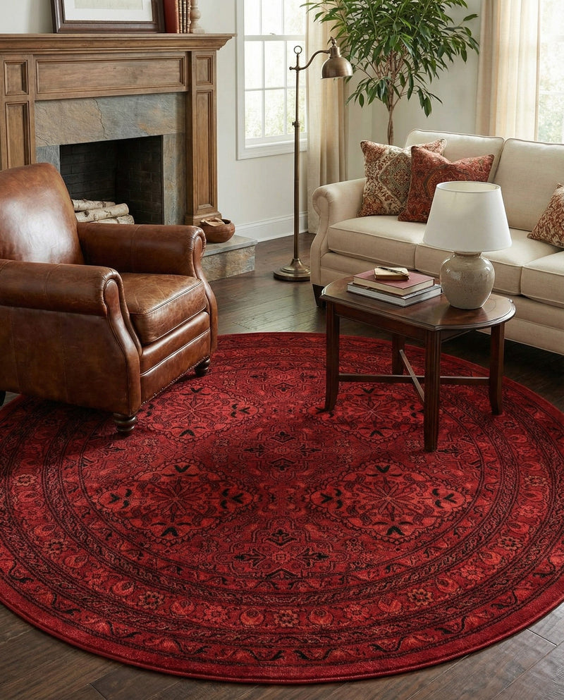 Samarkand Elegance Collection Area Rug -  Samanid Round Red  lifestyle 71