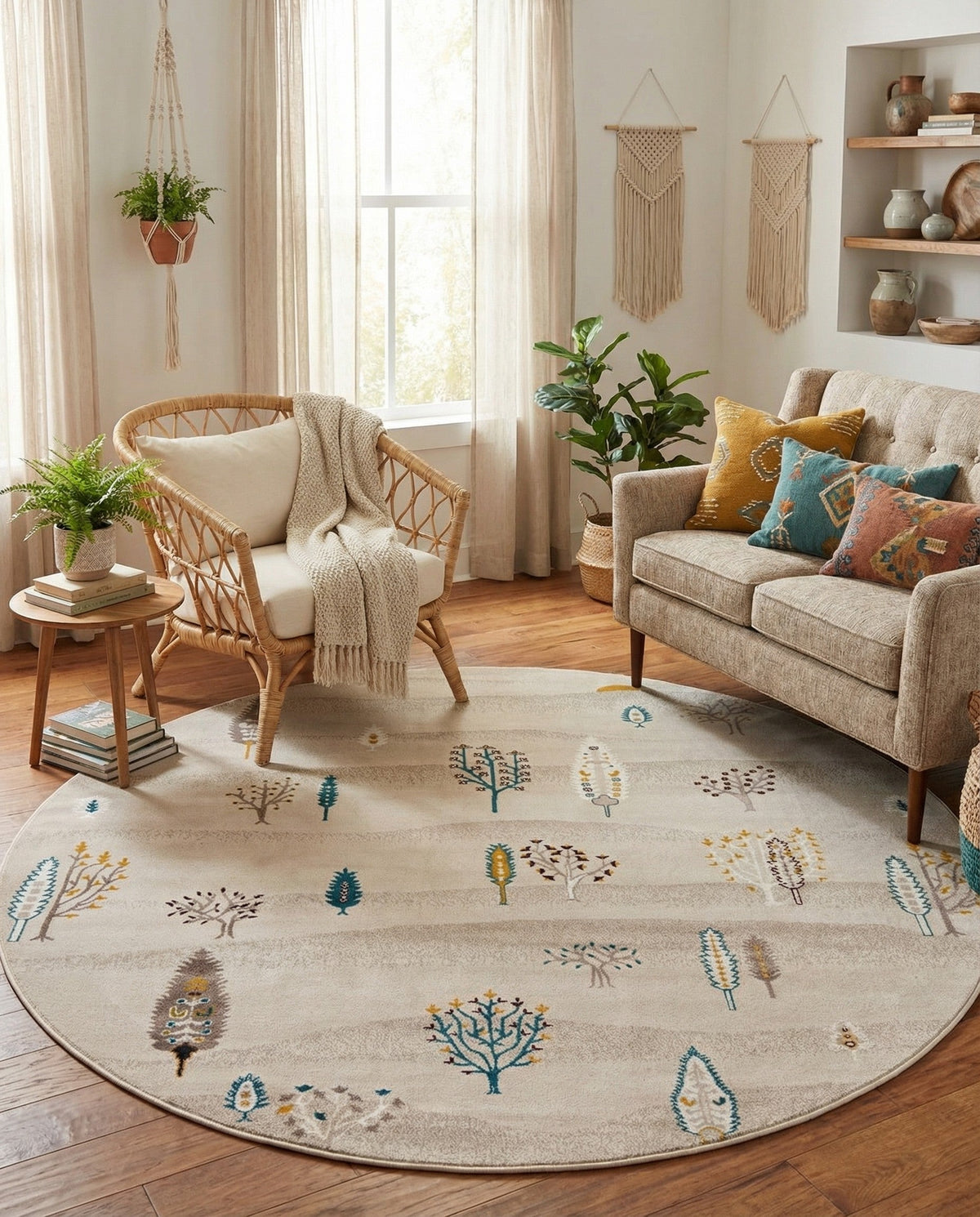 Coastal Haven Collection Area Rug -  Surfside Round Ivory  lifestyle 112