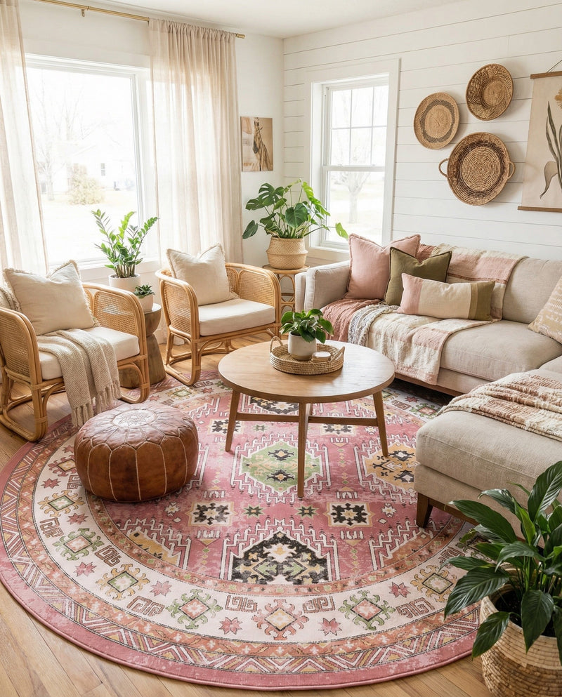 Copenhagen Comfort Collection Area Rug -  Sønderborg Round Rose  lifestyle 35