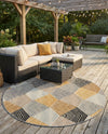Urban Terrace Collection Area Rug - Metropolis Round Gray  lifestyle 60