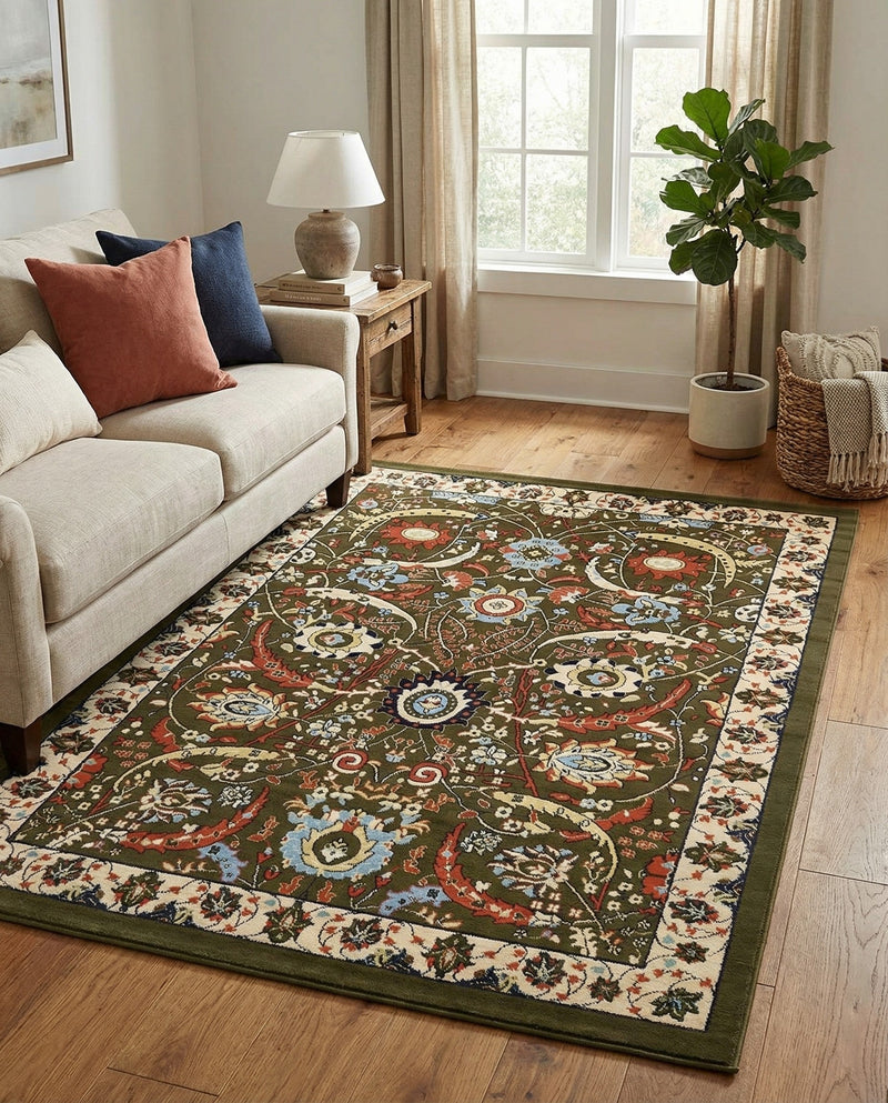 Tabriz Tapestry Collection Area Rug - Sahand (Green) Rectangle Green  lifestyle 21